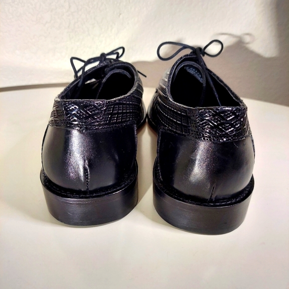 Stacy Adams Black Printed Cow Leather Lace Up Oxford Dress Shoes - Picture 3 of 13